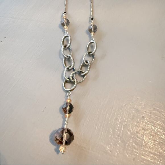 Silpada 925 Sterling Silver Chainlink Beaded Y Necklace - Picture 6 of 10